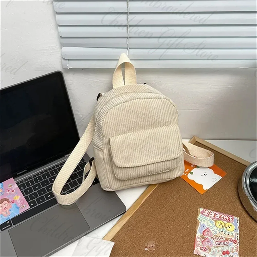 mini sac à dos en velours côtelé de couleur unie avec nom personnalisé pour filles, petit sac à dos personnalisé pour femmes, cadeau d'anniversaire