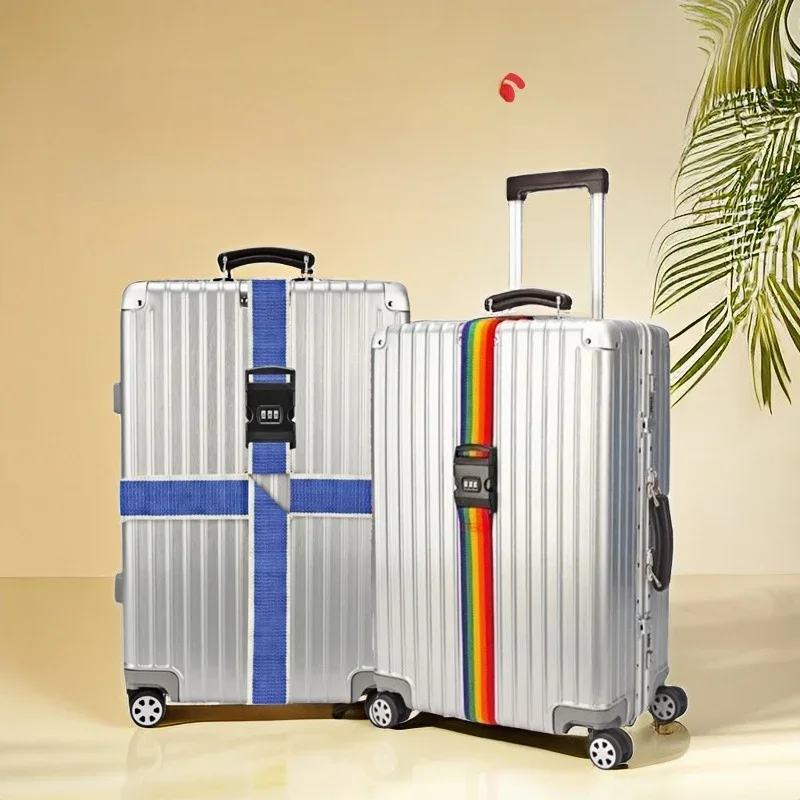 sangle de bagage en polypropylène, ceinture d'emballage arc-en-ciel antivol, accessoires pour valise de cabine, attache de sac
