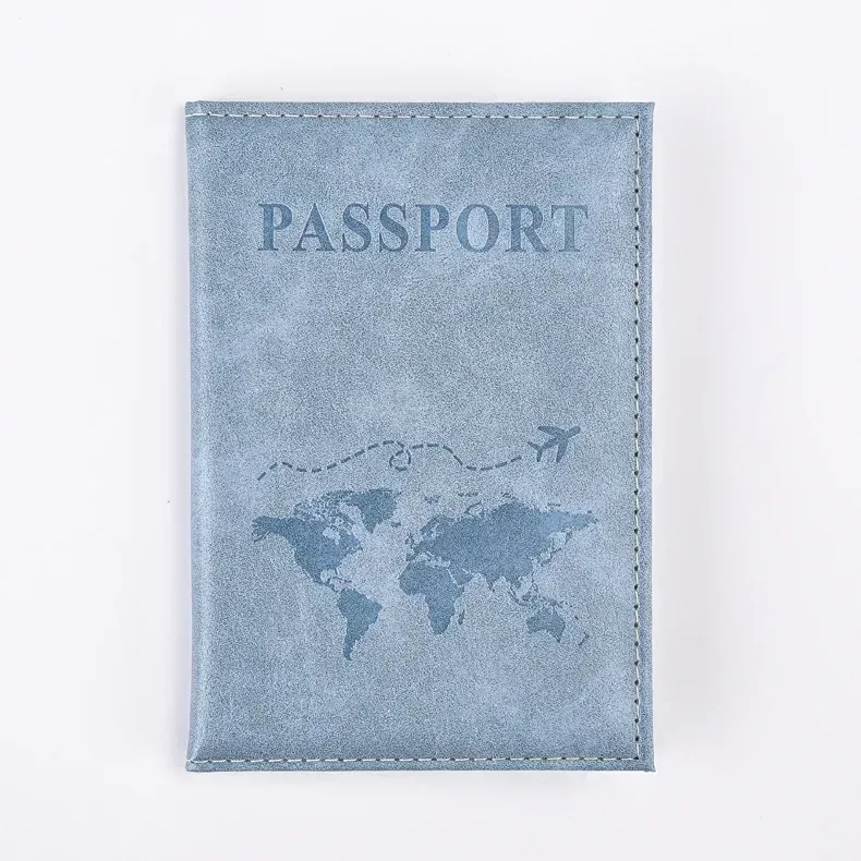 porte-passeport en pu pour femmes, motif de carte, couverture de passeport, portefeuille de voyage, clip pour billet de vol, porte-carte d'identité, accessoires de voyage
