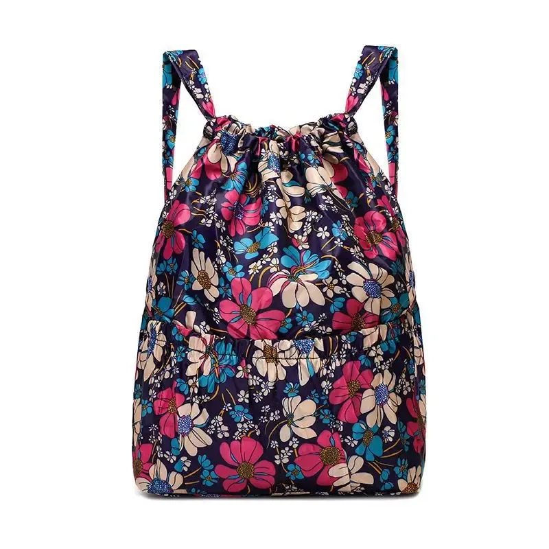 sac à dos de sport de plein air léger de grande capacité, sac à dos polyvalent en nylon avec cordon de serrage pour femmes