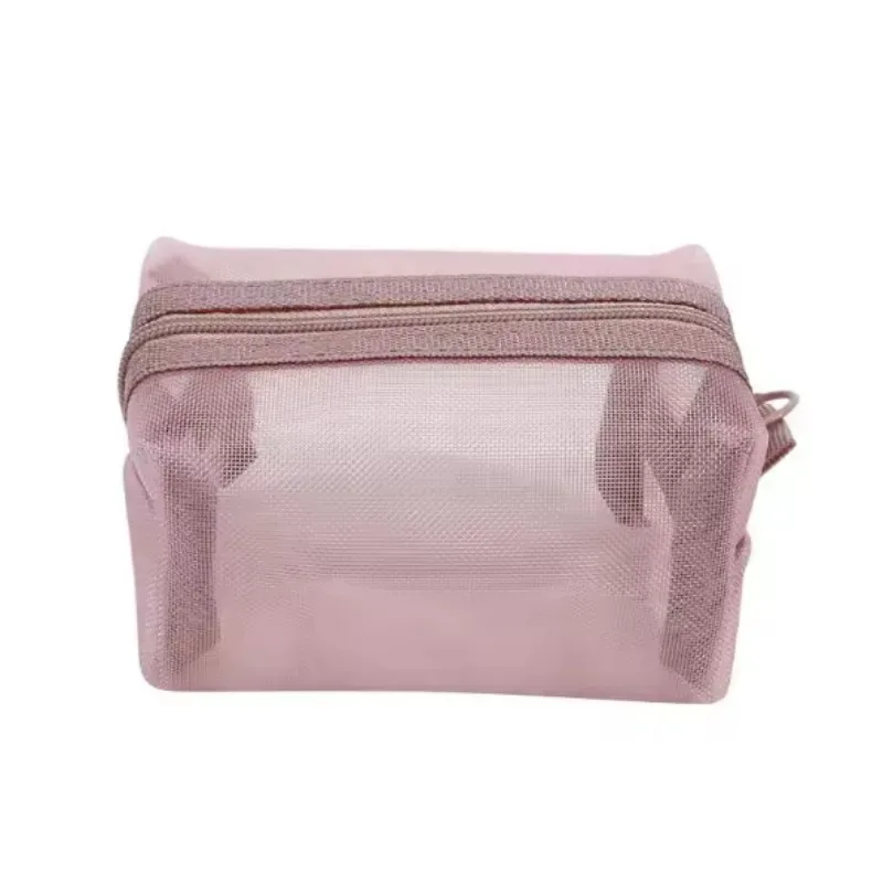 mini sacs cosmétiques en maille de nylon transparente, jolies petites pochettes pour femmes pour rouge à lèvres et maquillage, étui organisateur pour câbles de données, clés et écouteurs.