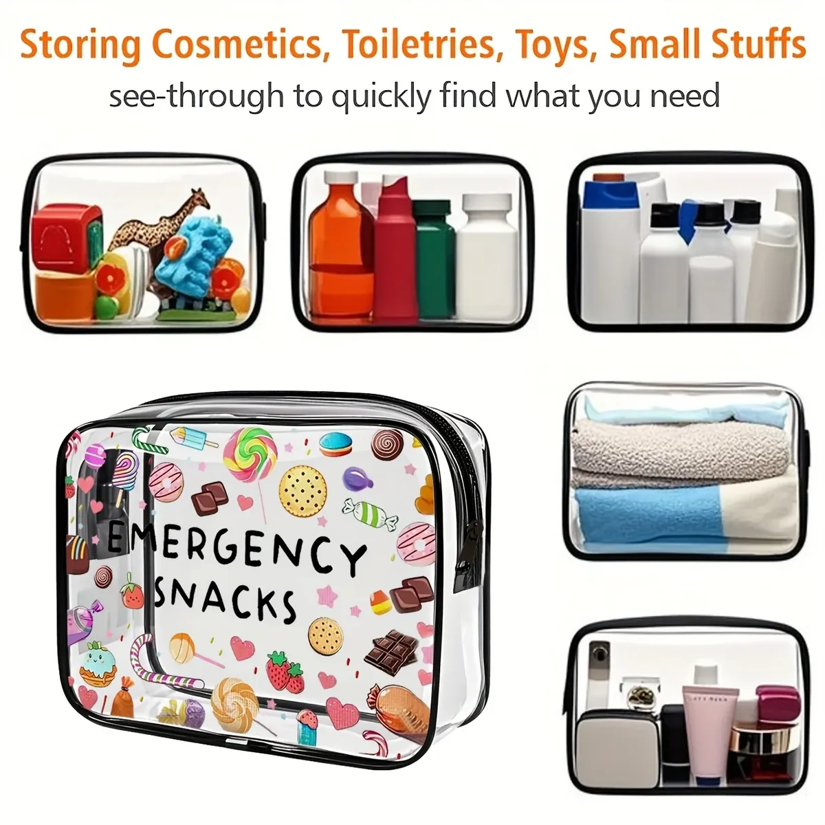 Trousse de maquillage transparente en PVC, grande capacité, pochette de toilette de voyage, organisateur de cosmétiques à fermeture éclair, étui de lavage transparent, cadeau pour femmes, 1 pièce