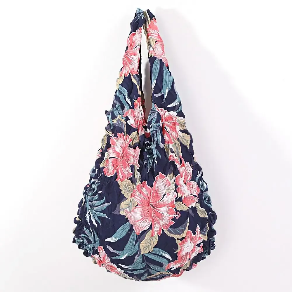 sac de courses plissé créatif multi-usage grande capacité en mousseline de soie, sac de rangement pliable à fleurs