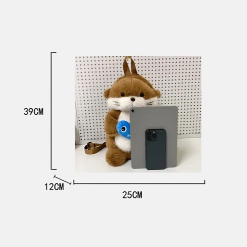 adorable loutre tenant du poisson sac à dos en peluche capybara mignon filles sac à dos tendance cadeaux décontractés pour les enfants