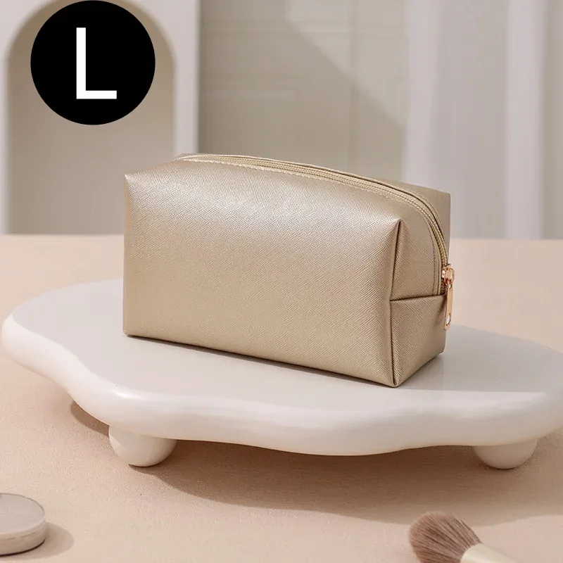 sac cosmétique en cuir avec logo personnalisé, grande capacité, sac de voyage pour maquillage, pochette zippée en cuir pu souple pour femmes, 2 tailles, multicolores