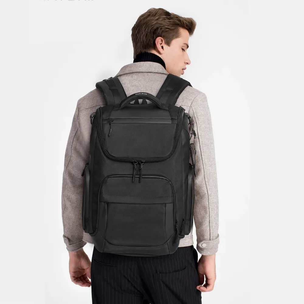 ozuko-sac à dos multifonction pour hommes, grande capacité, étanche, pour ordinateur portable de 15.6 pouces, pour voyage en plein air