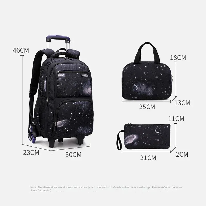 sac d'école enfants sac à dos roulant pour garçon sac à dos à roulettes sac d'école avec roues chariot bookbag bagage à main avec sac à déjeuner