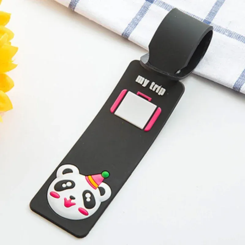 accessoires de voyage à la mode, bande d'animaux mignons, étiquette de bagage en silicone, porte-carte d'identité, étiquette d'embarquement pour bagages, étiquette portable