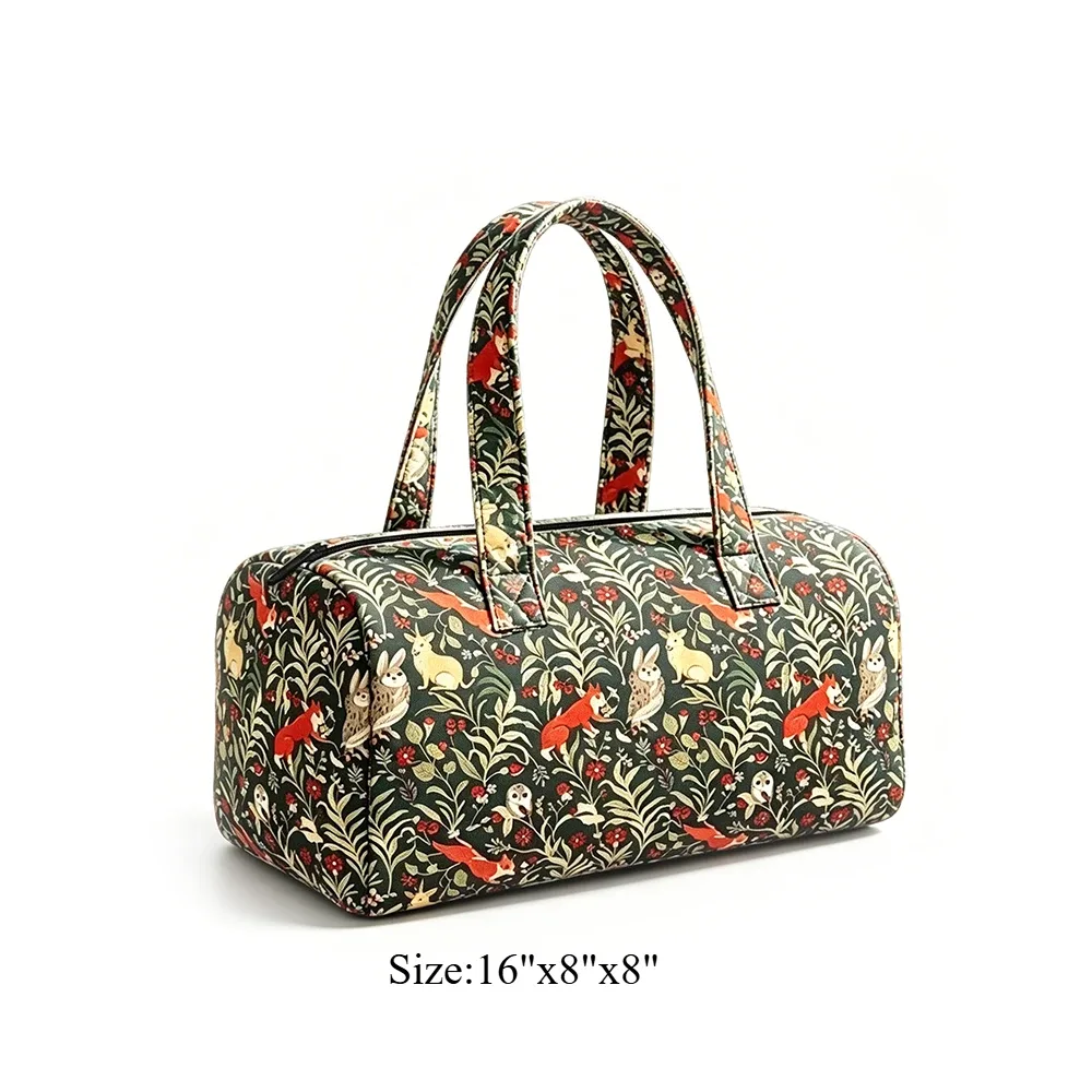 sac de voyage matelassé à imprimé floral vache, sac de week-end léger, bagage à main pour la gym, les sports et les escapades