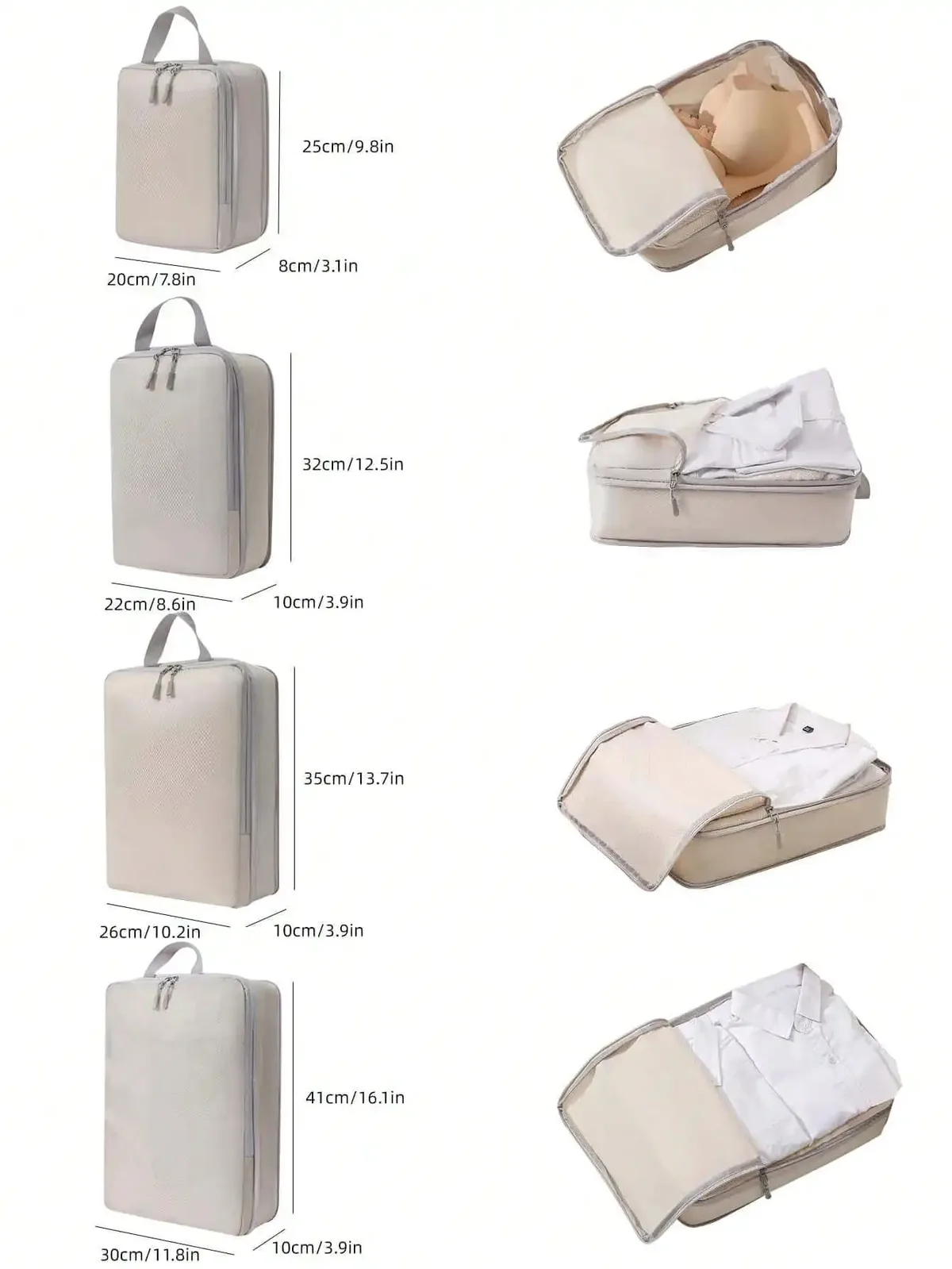 4 pièces/ensemble emballage compressible sac de rangement de voyage cubes valise étanche en nylon portable avec sac à main organisateur de bagages ryanai