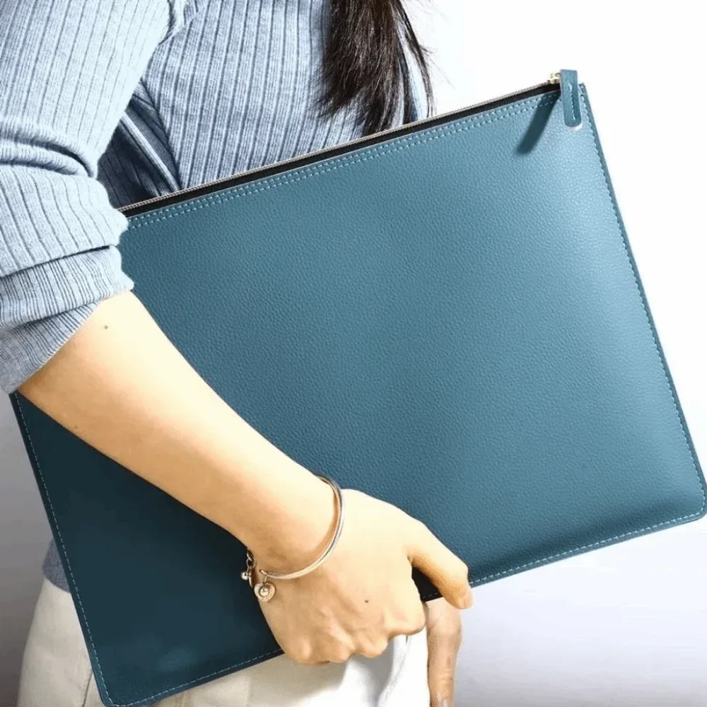 porte-documents a4 en cuir pu avec fermeture éclair, grande capacité, plusieurs couleurs, étanche, pour affaires et conférences