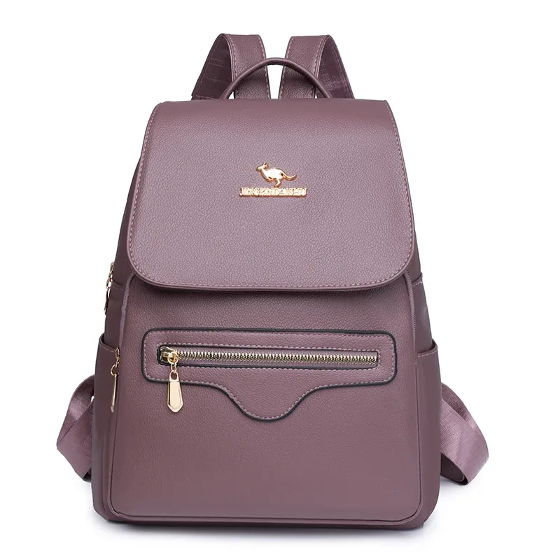 sac à dos de marque de grande capacité pour femmes, nouvelle couleur unie en cuir pu, sac d'école pour étudiants, loisirs voyage, sacs à bandoulière pour femmes