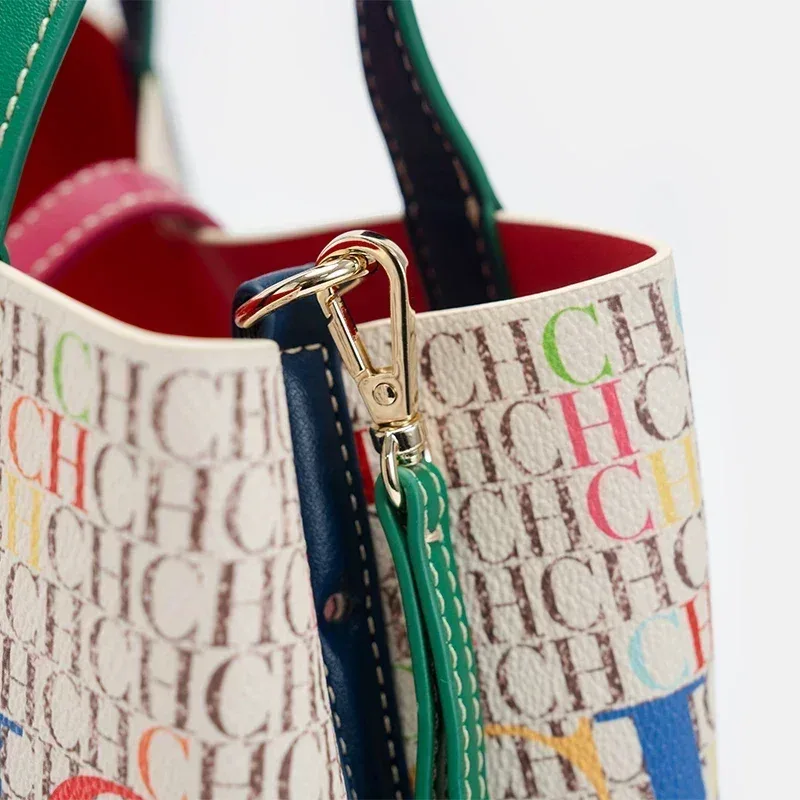 ch sac seau pour femme, ensemble de 2 pièces, sac bandoulière à imprimé floral, sac à main de luxe de créateur avec mini pochette pour usage quotidien