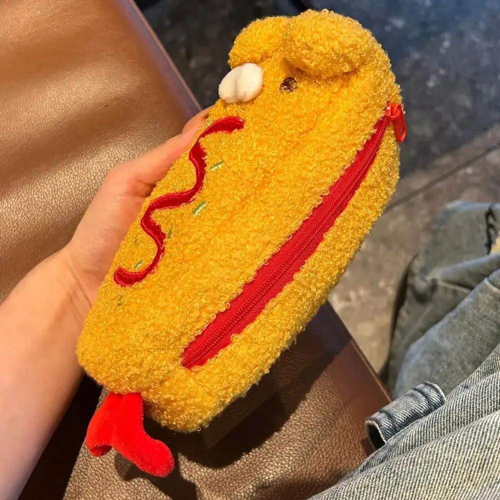 pochette de rangement en peluche mignonne, double usage, pour papeterie, cosmétiques, maquillage, sac à crayons doux et moelleux pour étudiants, école, voyage, usage quotidien