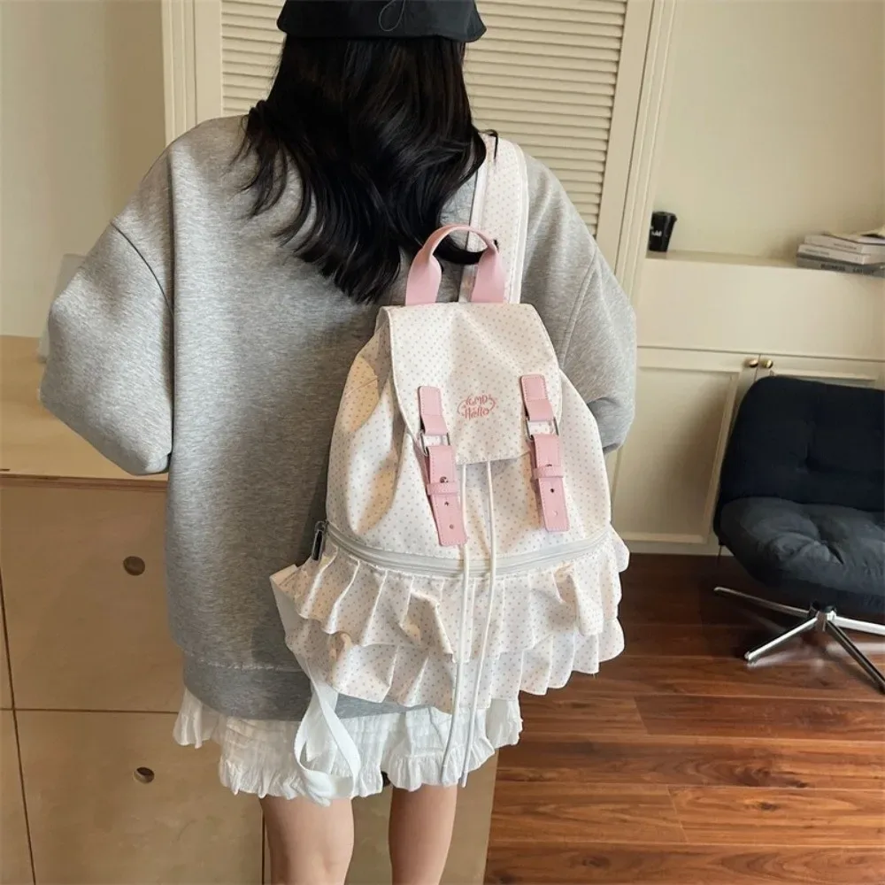 sac à dos créatif à pois, grande capacité, sac d'école décontracté, sac à bandoulière multifonctionnel, voyage