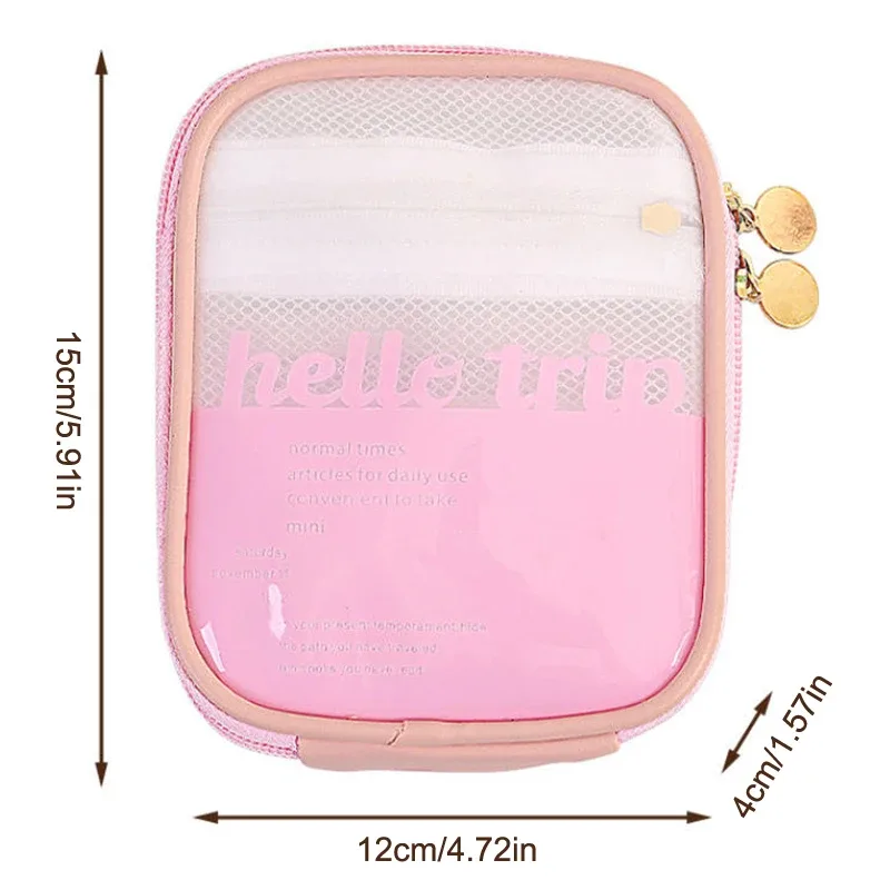 sac de voyage transparent en pvc pour cosmétiques, mini sac portable étanche pour rouges à lèvres, grande ouverture avec fermeture éclair, pochette extérieure