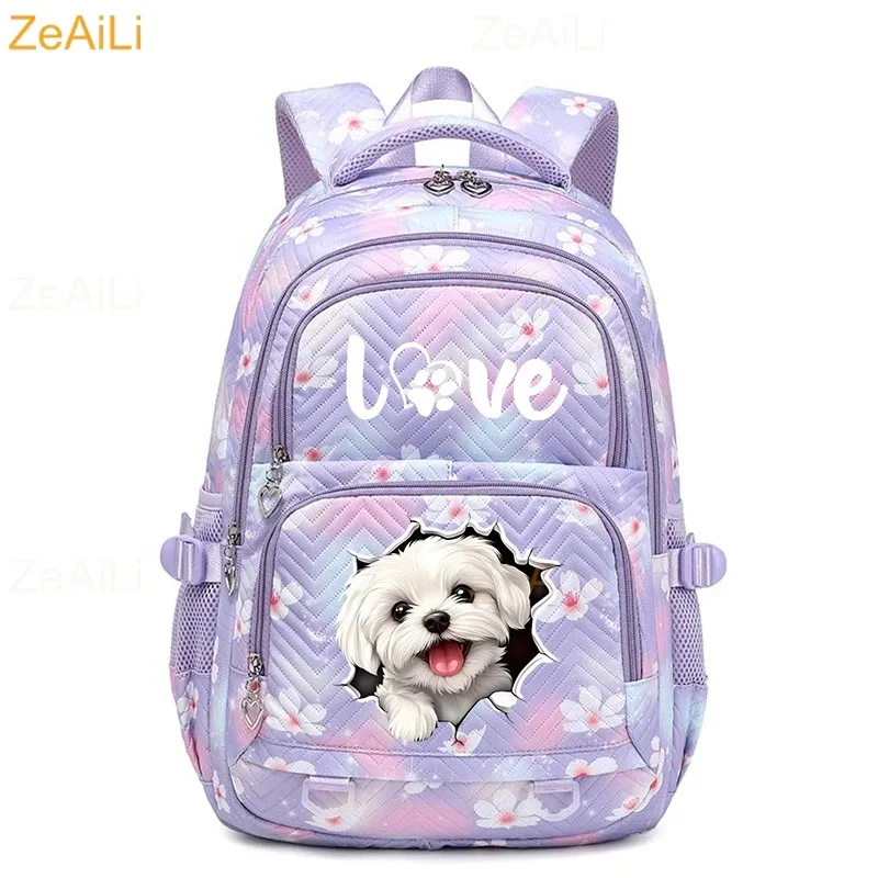 sac à dos imperméable décontracté à thème chat et chien pour femmes, sac de voyage, cartable pour adolescentes, sac à livres, mochila
