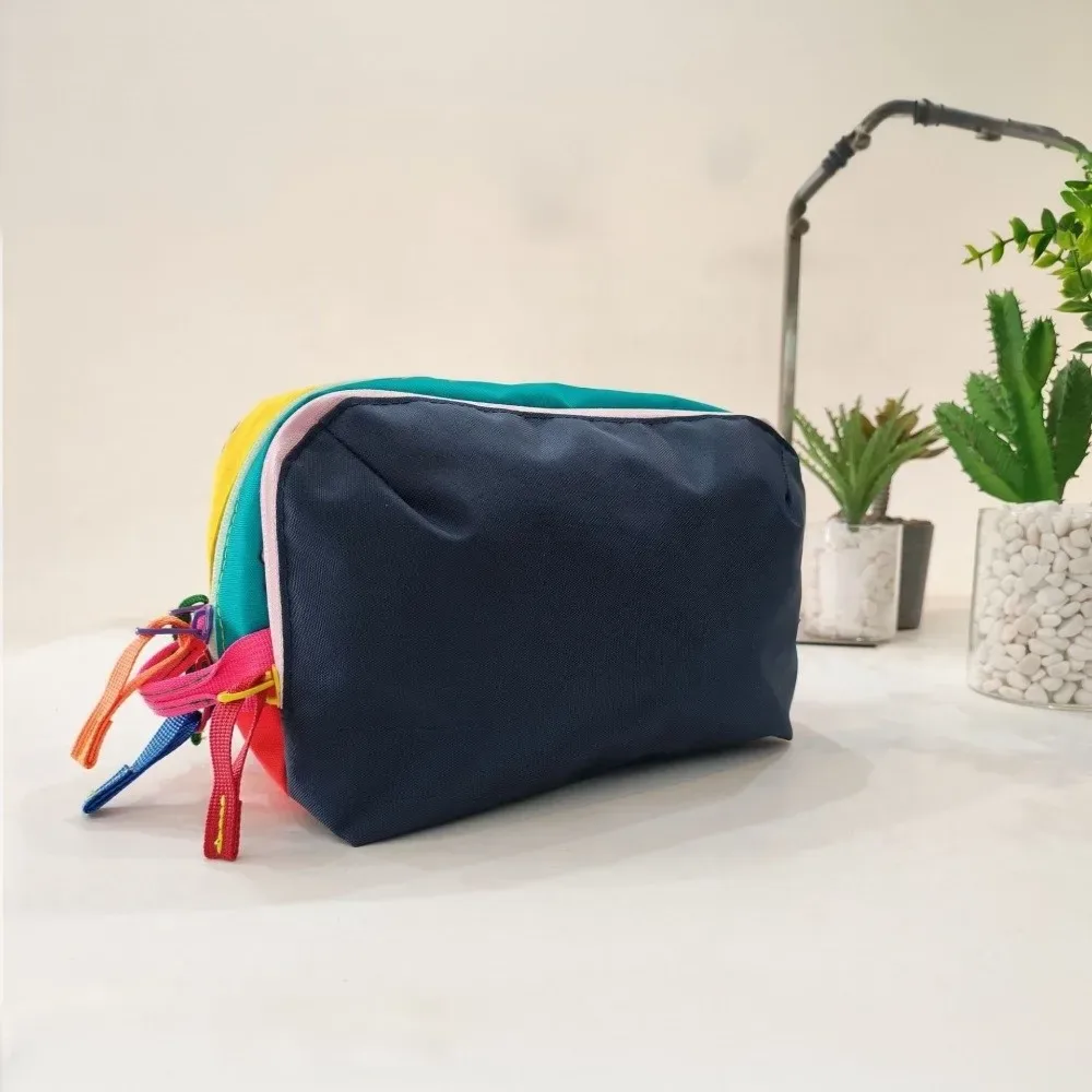 sac à cosmétiques portable durable, couleur dopamine, sac de toilette multi-couches, grande capacité, sac à maquillage multifonctionnel, voyage