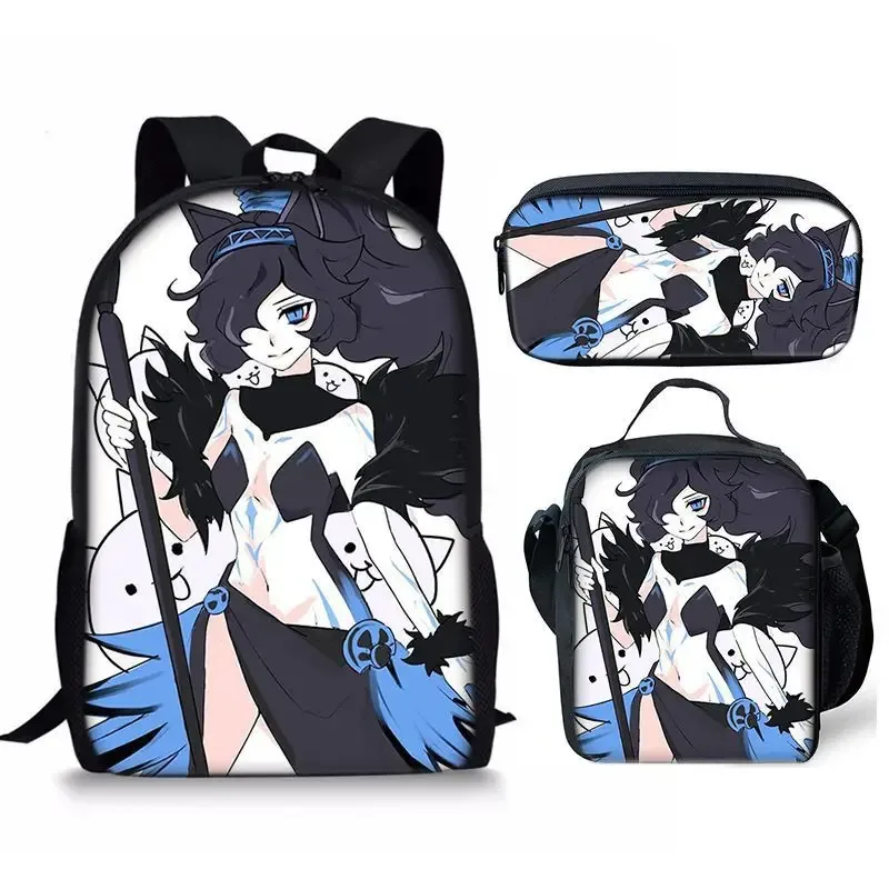 the battle cats – ensemble de trois pièces, sac à dos pour étudiant, sac à stylos, sac de repas, ensemble de trois pièces