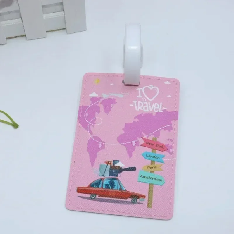 porte-adresse d'identification de valise en pu, étiquette d'embarquement de bagages, étiquette portable créative de voyage, accessoires de voyage de haute qualité, étiquette de bagage