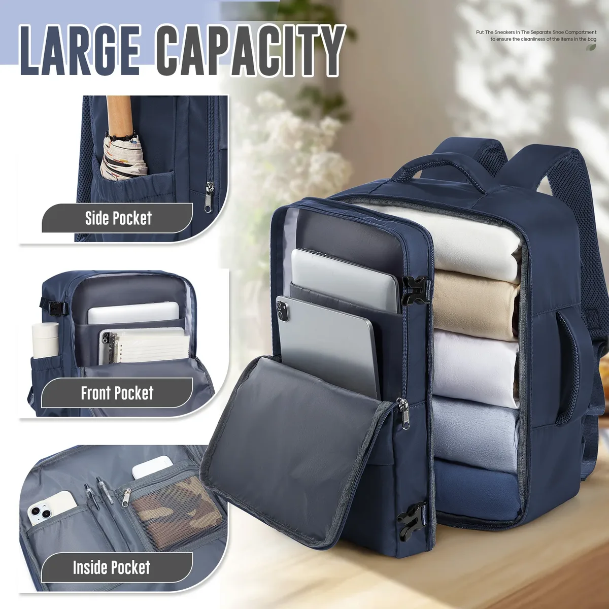 sac à dos de cabine 40x30x20 pour ryanair easyjet, sac de voyage, sac pour ordinateur portable, sac de week-end, sac pour courts séjours