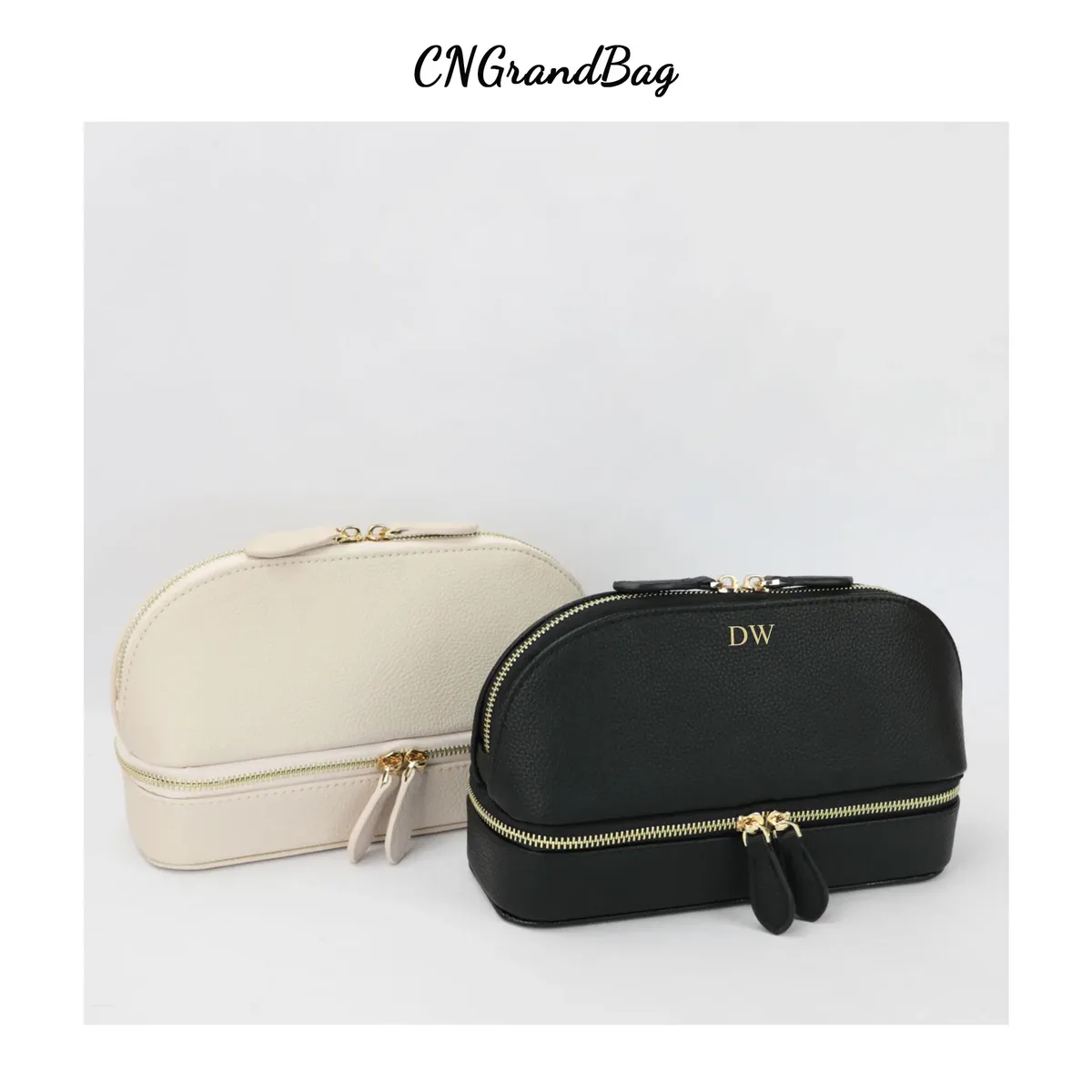 sac à cosmétiques personnalisé en cuir pu pour femmes, trousse de maquillage de voyage avec étui de rangement de bijoux, pochette de voyage 2 en 1 pour dames