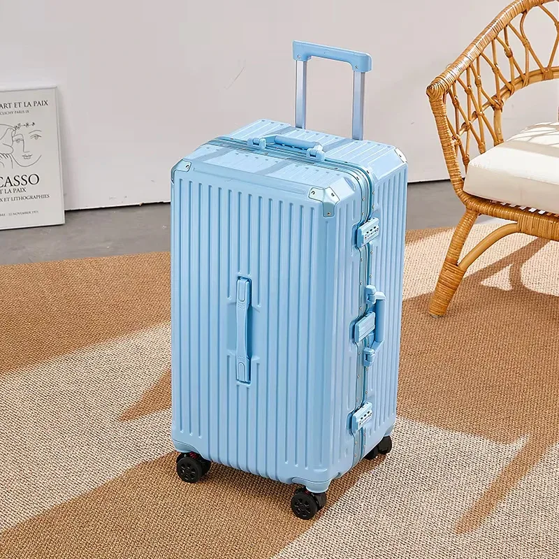 klqdzms valise d'embarquement à cadre en aluminium pour bagages roulants 20 "22" 24 "26" 28 pouces boîtier de chariot de grande capacité abs + valise de cabine pc