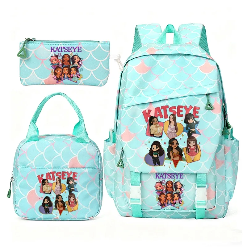katseye musique sacs à dos pour filles garçons 3 pièces voyage haute capacité étudiants sacs d'école couleur fraîche ordinateur portable mochilas yk2