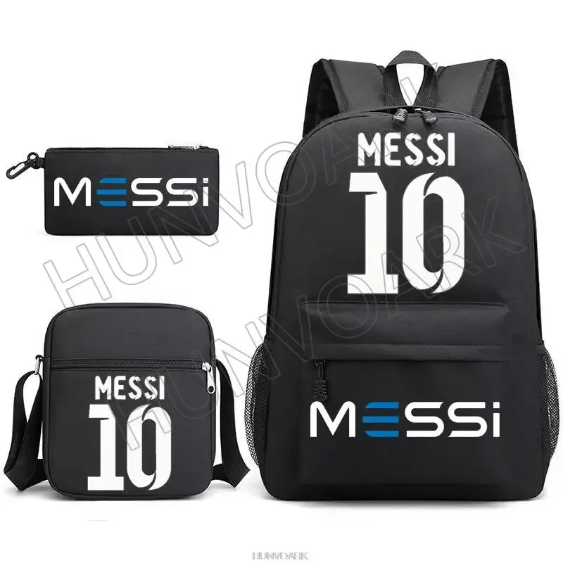 sac à dos super stars messi pour enfants, football, école, voyage, ordinateur portable, adolescents, étudiants, femmes, hommes, 3 pièces