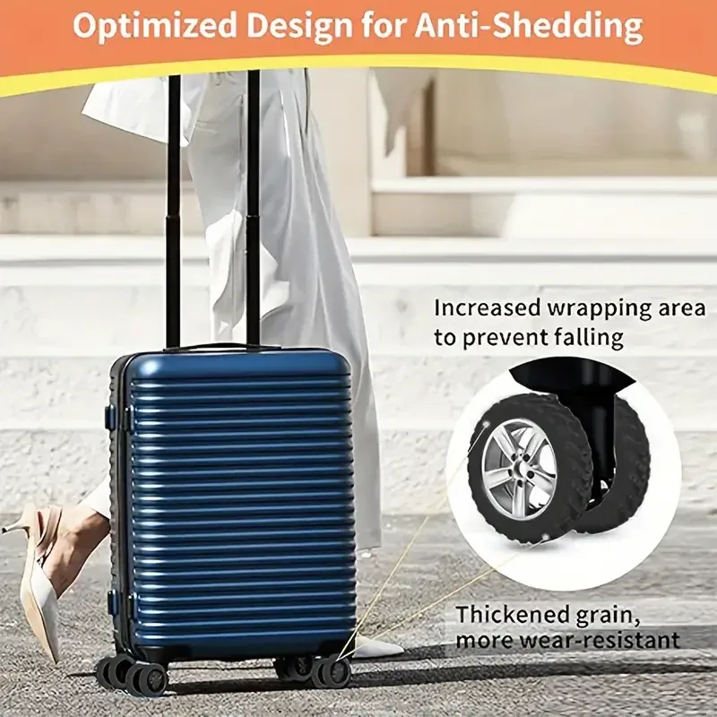 8 pièces de protections de roues de bagages en silicone à texture épaisse pour réduire le bruit lors des voyages, accessoires pour bagages.