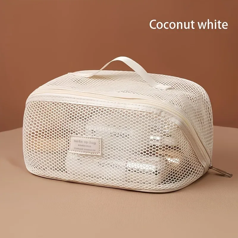 trousse de maquillage, trousse de toilette de voyage, trousse de maquillage en filet de grande capacité, sac portable pour l'organisation et le rangement des cosmétiques