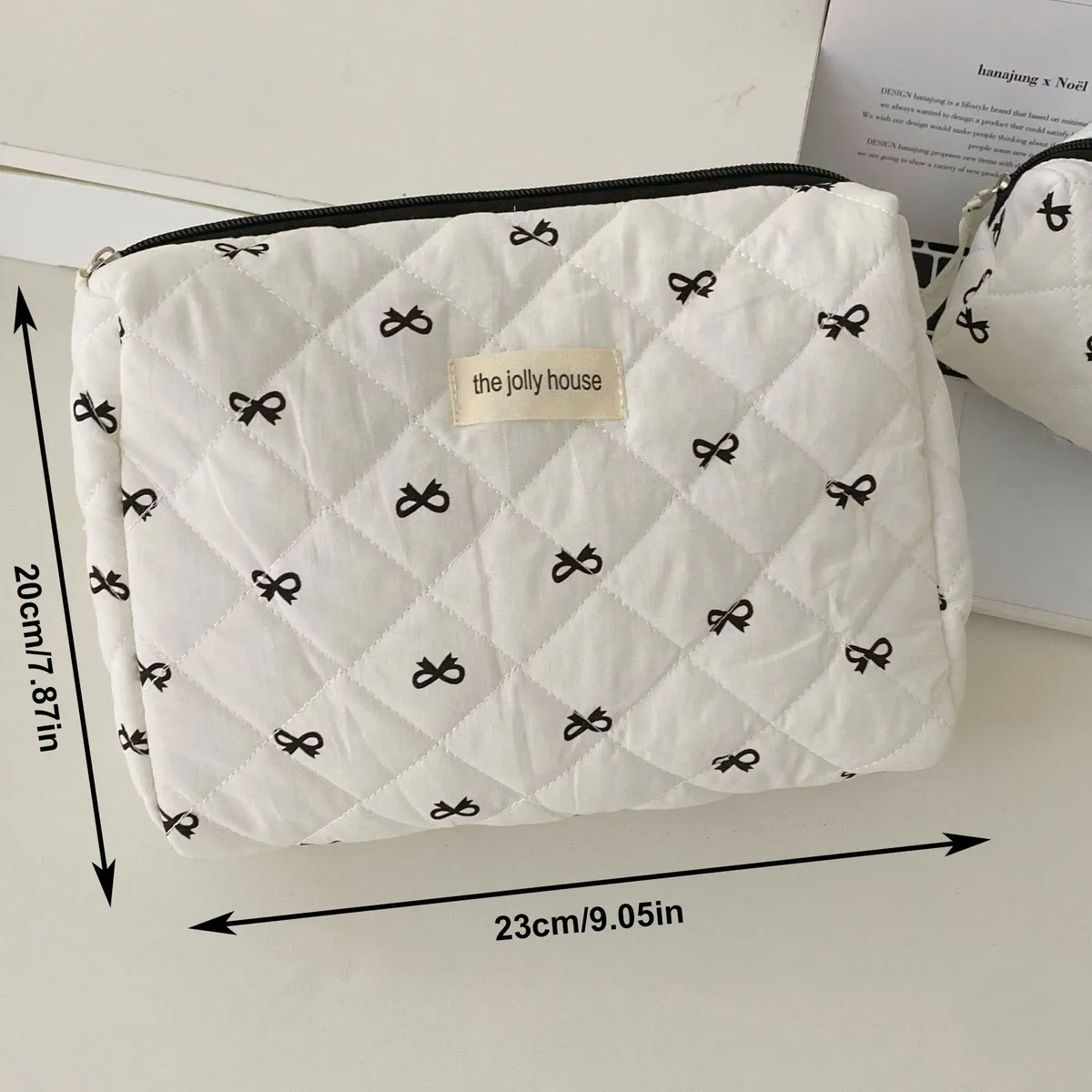 mode cerise fourre-tout femmes sac de maquillage portable mignon dames cosmétique toilette pochette de rangement sac à main coton matelassé sac à fermeture éclair