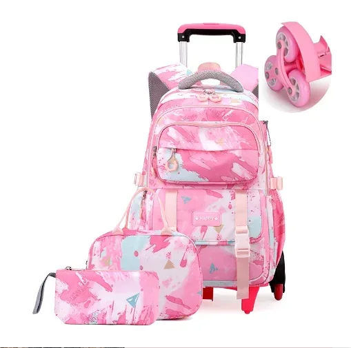 sac à roulettes d'école pour adolescentes, sac à roulettes d'école pour filles, ensemble de sac à dos à roulettes, sac de voyage à roulettes sur roulettes
