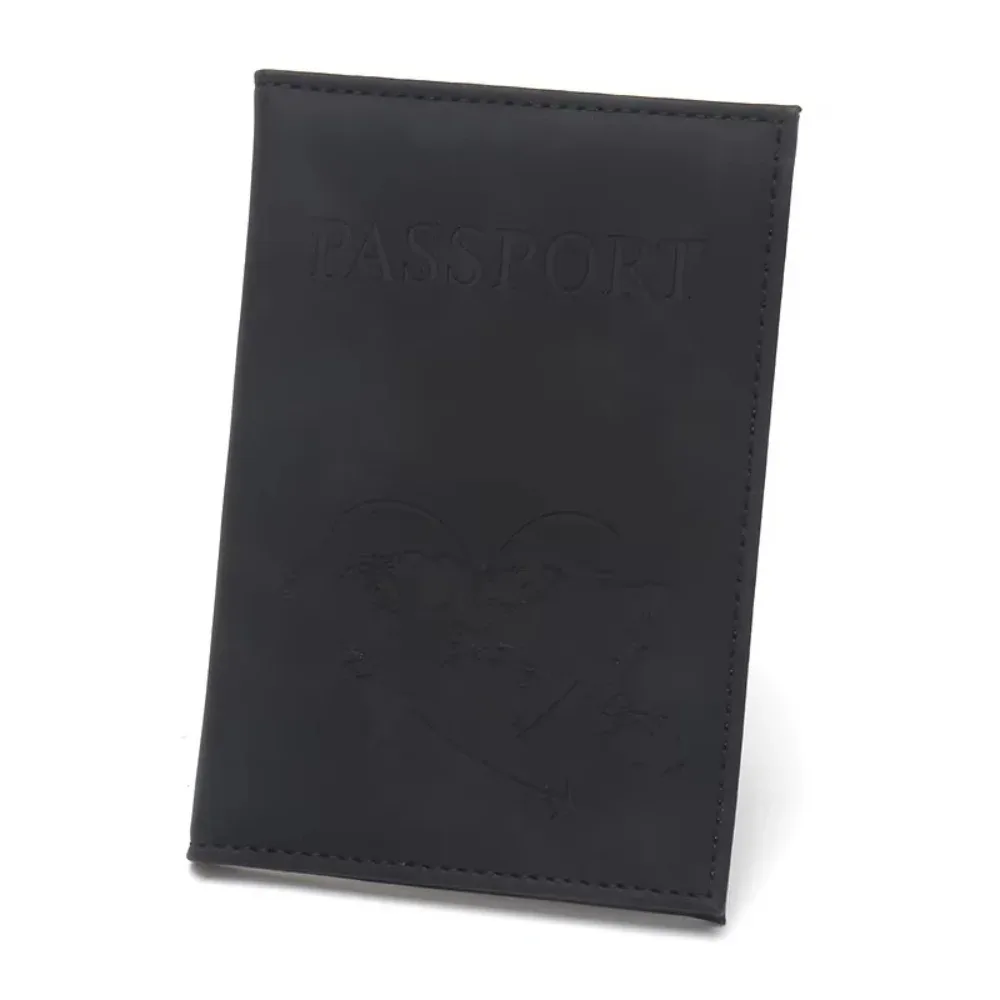 porte-passeport personnalisé avec nom et motif adorable de chiot de dessin animé, pochette de voyage portable à motif avion minimaliste