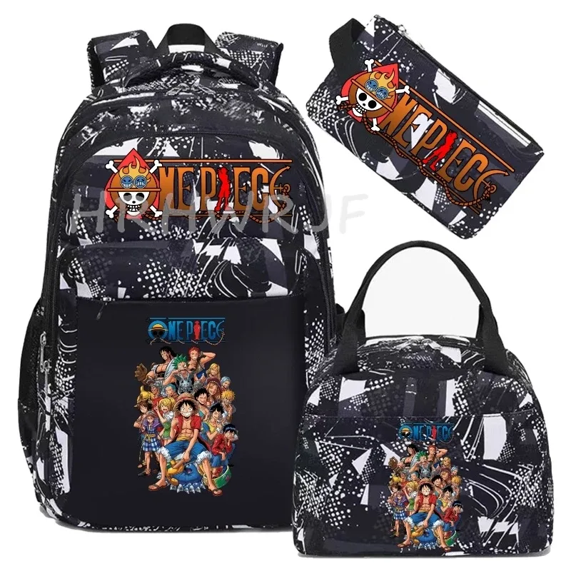 sac à dos one piece monkey d luffy 3 pièces camouflage pour adolescents, sacs d'école pour ordinateur portable, collégiens/lycéens, sacs de voyage en plein air, mochilas