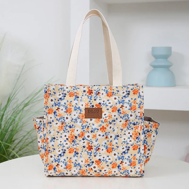 sac fourre-tout à la mode avec boîte à lunch zippée, sac à bento thermique, sac de transport à la main pour employés de bureau et mamans avec enfants