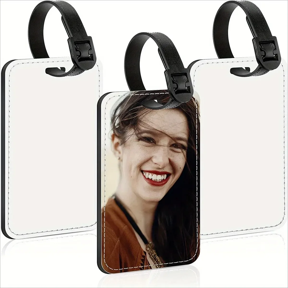 étiquette de bagage avec photo personnelle personnalisée, peut être utilisée pour les sacs à dos, les valises, design élégant, cadeau parfait pour les vacances et les anniversaires