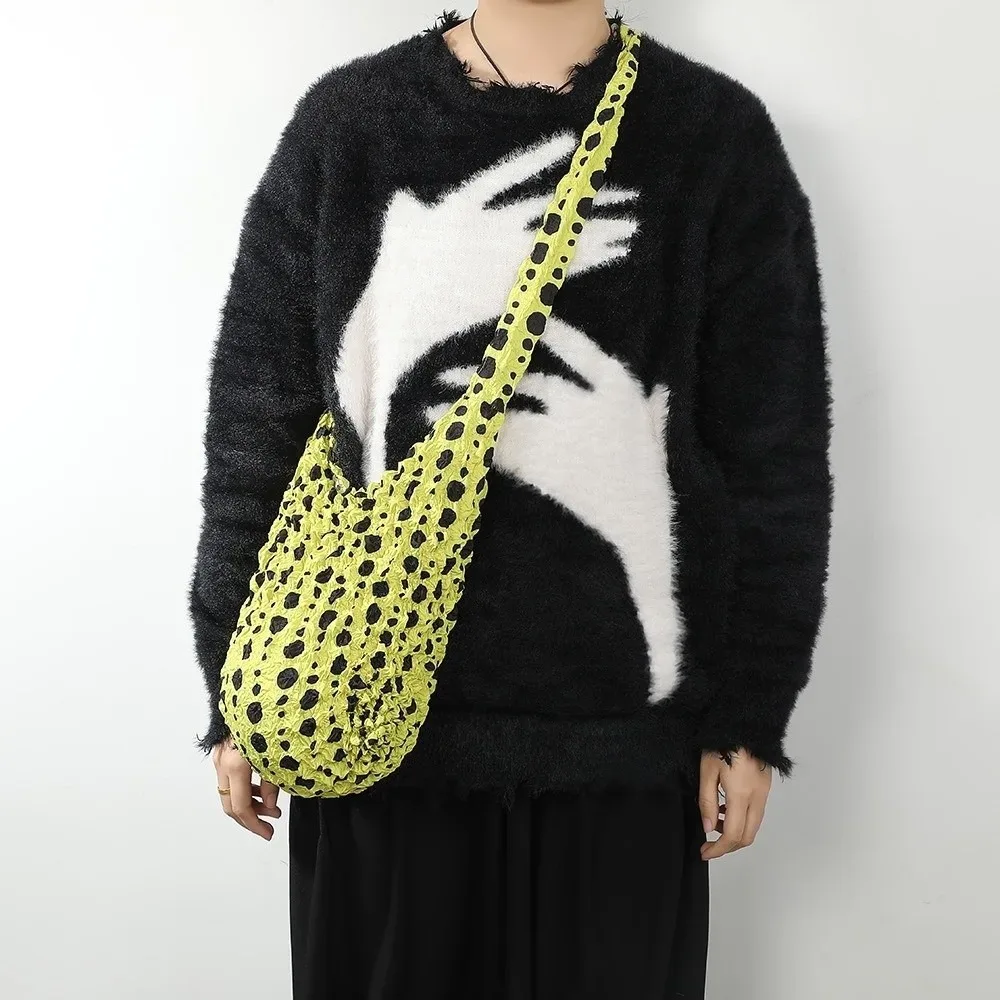 Sac bandoulière à bulles de grande capacité, noir à pois, en tissu tissé, sac de shopping à pois, tissu extensible, polyester doux