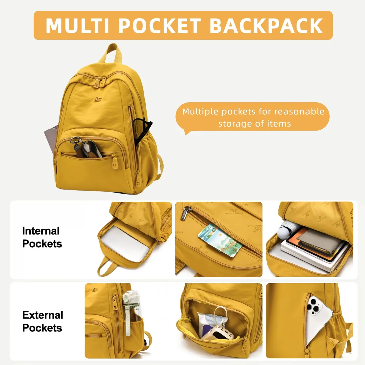 sac à dos tendance pour femmes, sac à dos léger en nylon, sac à dos pour femmes avec plusieurs poches, pour les trajets quotidiens et les week-ends