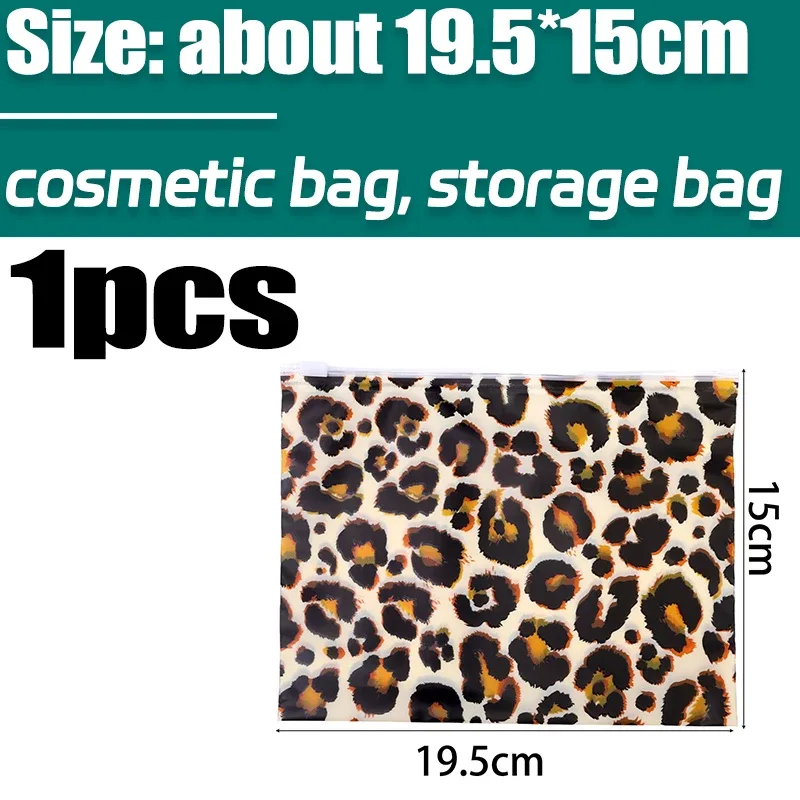 sac de rangement imprimé léopard, produits de soins de la peau, maquillage, poudres rectangulaires lisses, sacs cosmétiques oligétanches légers