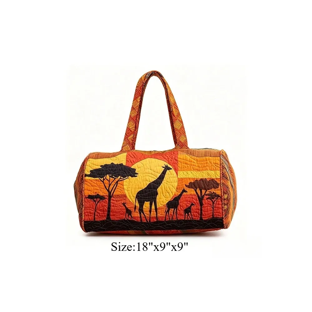 sac de voyage matelassé, sac de week-end, imprimé girafe 3d, bagage à motif animal africain, sac à main pour les vacances, la plage, le camping