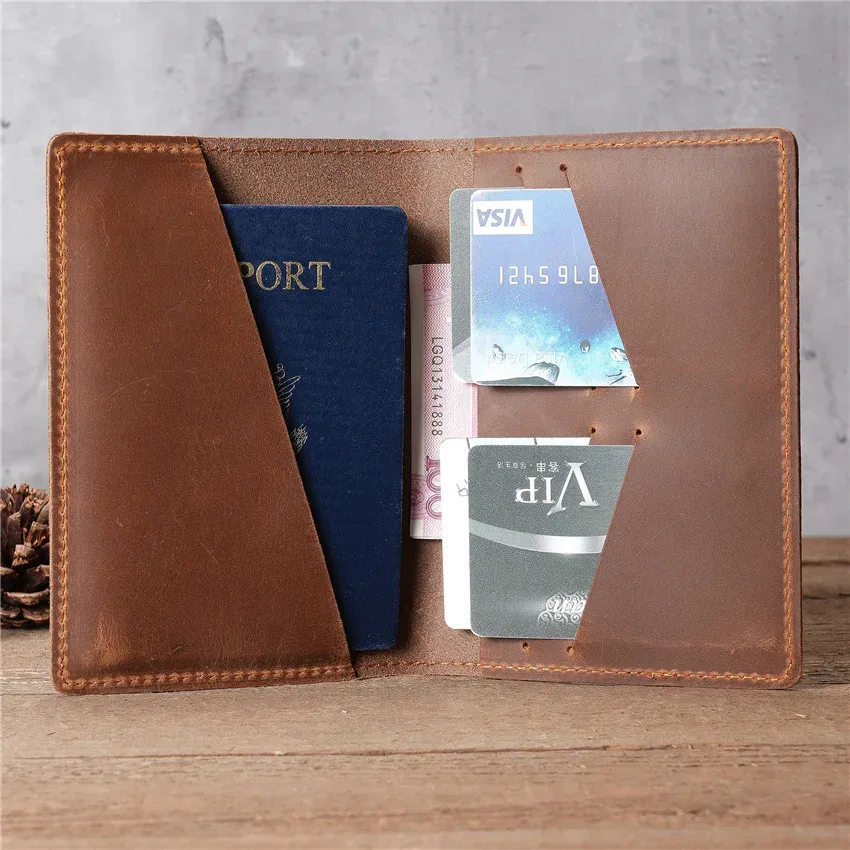 1119 Porte-passeport en cuir pour homme, sac de rangement pour documents de voyage, porte-cartes multifonctionnel, porte-passeport d'outre-mer