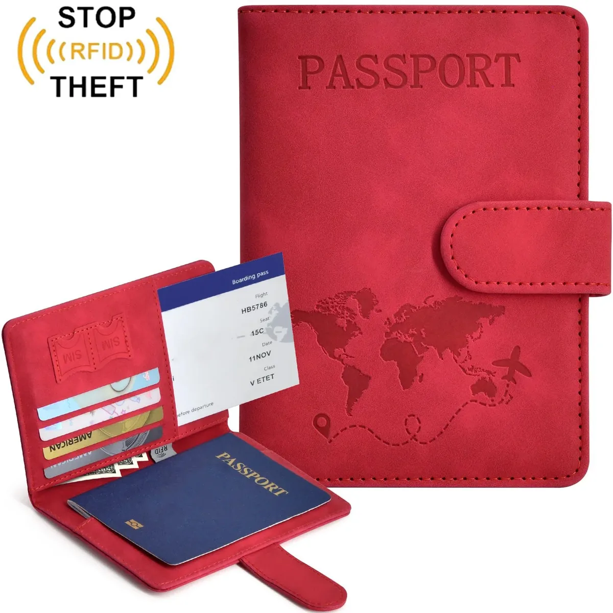 porte-passeport pour homme et femme avec blocage rfid, protège-passeport, organiseur de documents de voyage