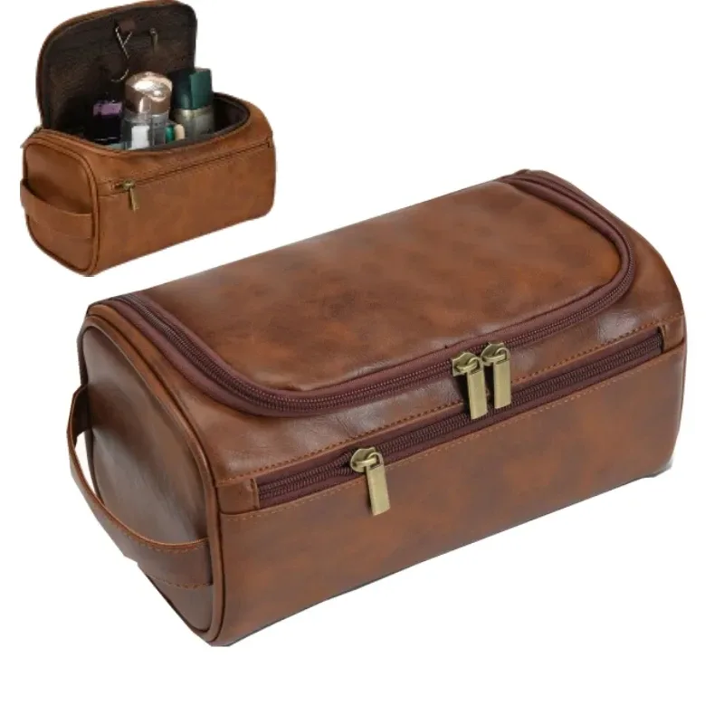 Trousse de toilette vintage pour hommes - Trousse à cosmétiques de voyage de luxe Trousse de lavage suspendue pour les voyages d'affaires Pochette de rangement pour organisateur de maquillage masculin