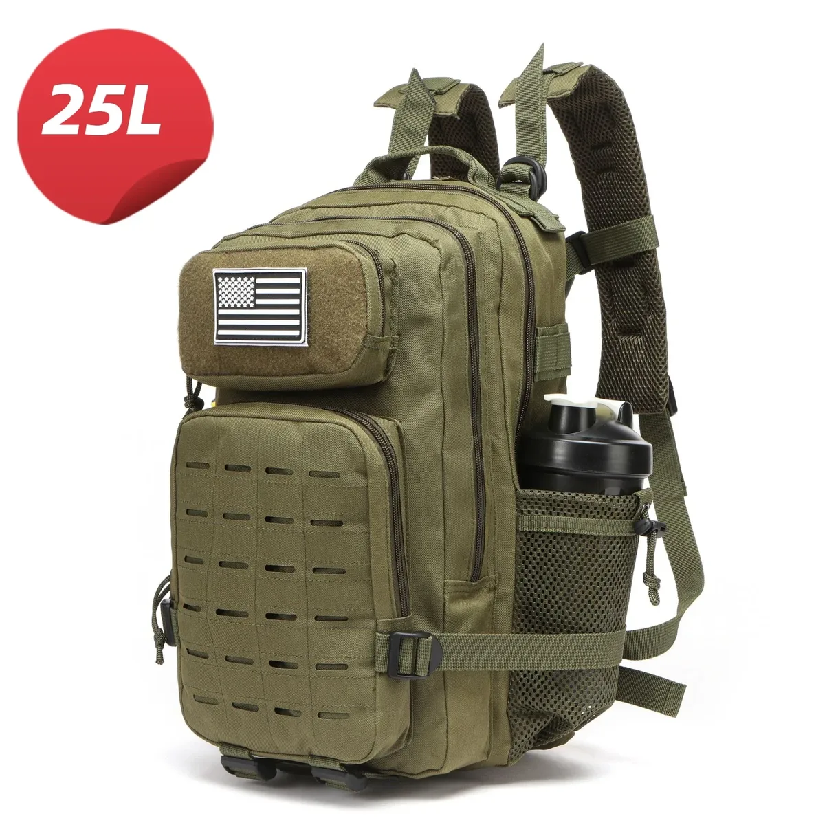 25l/50l étanche avec 2 porte-bouteilles sac à dos salle de sport voyage en plein air randonnée pêche trekking sacs à dos 13 pouces pochette d'ordinateur