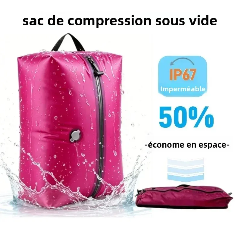 sacs de rangement sous vide, cubes de rangement, étanches ip67, en pu et polyester, 17l, souples, portables, blanc, noir, rose, sac de voyage, pompe vendue séparément