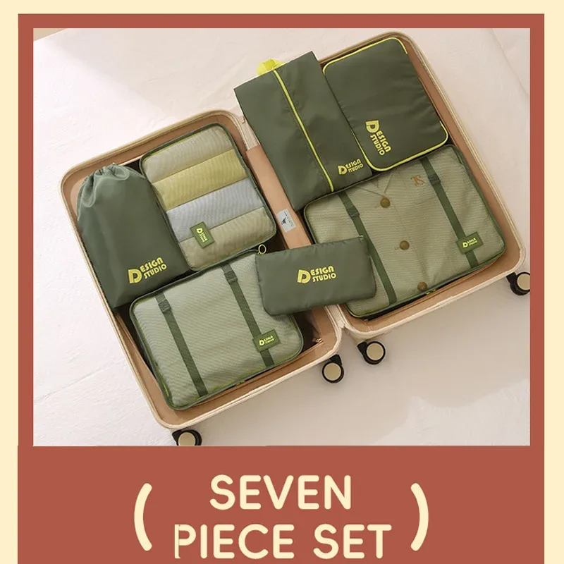 ensemble de sacs de voyage 7 pièces, sac de rangement épais, sac de rangement de bagages portable multifonctionnel, valise étanche, cubes de pakage