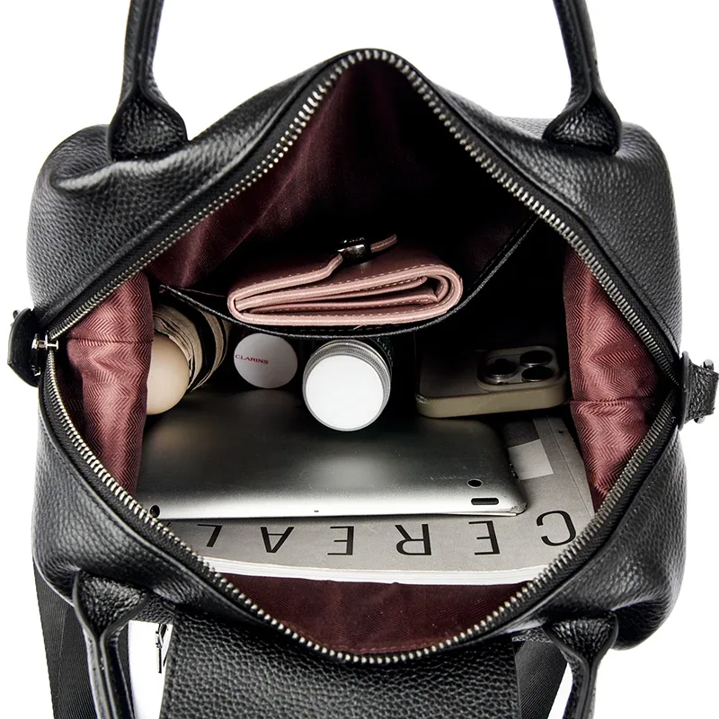 sac à dos pour femmes en cuir de vache véritable à 100%, grande capacité, sac à dos d'école, sac de voyage décontracté pour femmes, sacs à dos pour filles