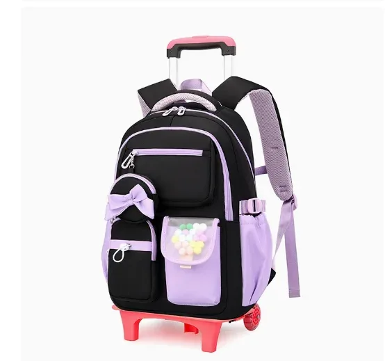 sac à dos à roulettes pour filles, sac à roulettes pour l'école pour enfants, sacs à roulettes pour l'école primaire, le collège et le lycée, sac à dos à roulettes pour filles