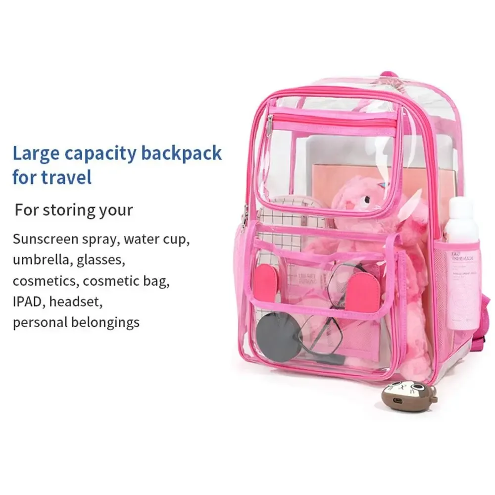 sac à dos transparent décontracté de grande capacité, sac à dos étanche en pvc avec fermeture éclair, sac à dos portable pour étudiants, sac d'école, sac de voyage